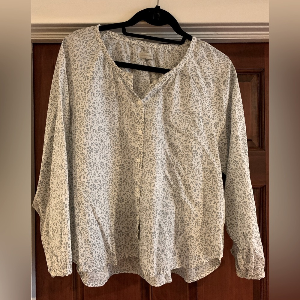 Outerknown Ditsy Floral Cotton Blouse Peasant Doen Style M